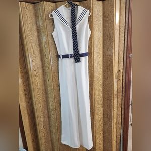 Vintage young ladies white sailor jumpsuit